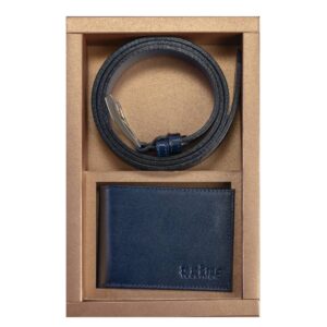Muski dvodelni poklon set. Princ leather set novcanik i kais plave boje.