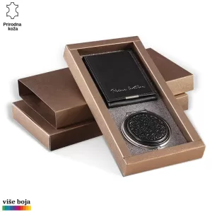 Kožni novčanik i ukrašeno ogledalo u luksuznoj kutiji