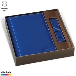 Princ Leather plavi kožni rokovnik u elegantnoj kutiji.