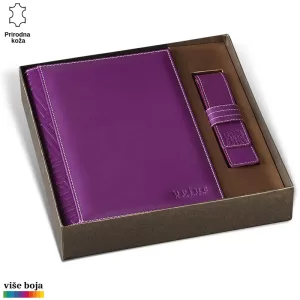 Ljubičasti kožni planer sa zaštitnom futrolom u kutiji