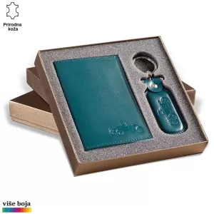 Elegantni poklon set od prirodne kože u zelenoj boji