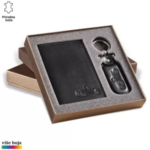 Elegantni poklon set Princ Leather sa crnim kožnim novčanikom i priveskom.