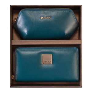 Elegantni set tamnozelenih kožnih torbica i novčanika brenda Princ Leather