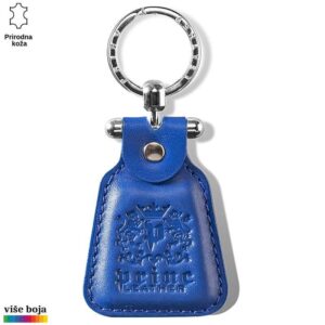 Plavi kožni privezak sa bedžom brenda Princ Leather.
