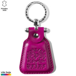 Privjesak od prirodne kože ljubičaste boje sa srebrnim prstenom