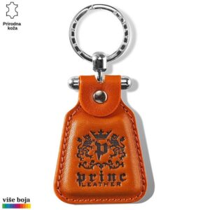 Smeđi kožni privezak sa metalnim prstenom