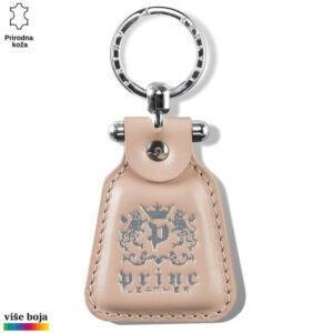Kožni privezak Princ Leather sa srebrnim logom i metalnim prstenom. Dostupan u više boja.