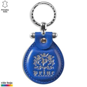 Plavi kožni privezak za ključeve brenda Princ Leather sa srebrnim detaljima.