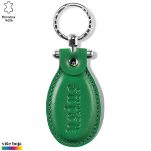 Zeleni kožni privezak sa utisnutim logom Princ Leather.