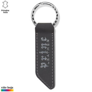 Ključna privjeska od crne prirodne kože sa izrezbarenim logoom Princ Leather