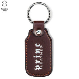 Kožni privezak tamno smeđe boje sa gravurom "Princ Leather".