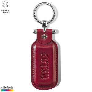PRIVEZAK OD KOŽE PRAVOUGAONI 4 Crveni kožni privezak za ključeve marke Princ Leather