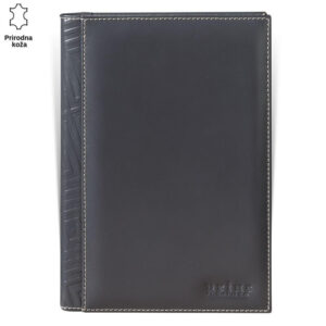 Elegantni crni kožni notes sa ugraviranim logom Princ Leather