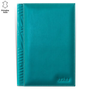 Turkizna kožna futrola sa utisnutim geometrijskim šarama