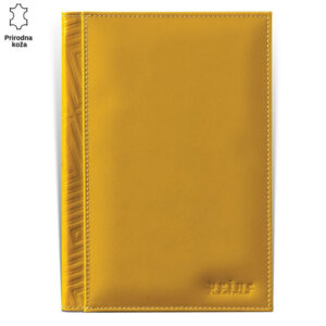 Žuta kožna futrola sa blagim reljefnim detaljima sa leve strane