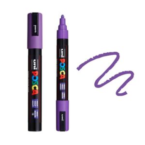 UNI POSCA MARKER PC-5M 18 Ljubičasti Posca marker sa skiciranim potezom u istoj boji.