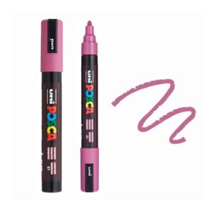 UNI POSCA MARKER PC-5M 19 Ružičasti marker Posca sa skica linijom u istoj boji.