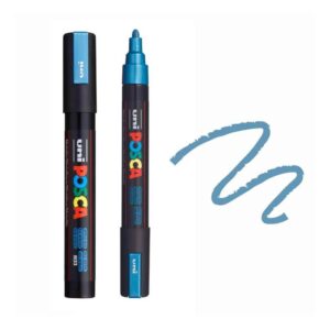 UNI POSCA MARKER PC-5M 23 Crni marker sa plavim poklopcem i plavim vrhom