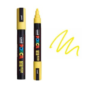UNI POSCA MARKER PC-5M 41 Fluorescentno žuti marker brenda Posca sa crnim kućištem i žutim poklopcem
