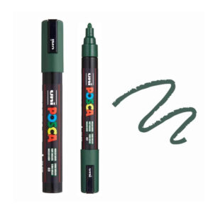 UNI POSCA MARKER PC-5M 42 Zeleni Posca marker sa otvorenim i zatvorenim poklopcem