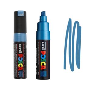 UNI POSCA MARKER PC-8K 16 Plavi marker brenda Posca sa skicom u istoj boji.