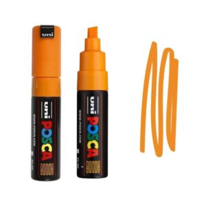 UNI POSCA MARKER PC-8K 28 Narandžasti Posca marker sa širokim vrhom i iscrtana linija u istoj boji.