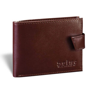 Muski kozni novcanik braon boje, sa princ otiskom providnom u donjem desnom uglu