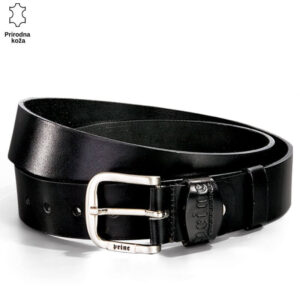Crni kožni kaiš sa srebrnom kopčom