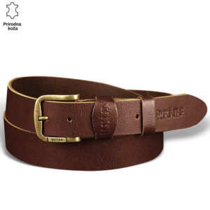 Braon kožni kaiš sa metalnom kopčom