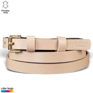 Kaiš od prirodne kože u svetloj bež boji sa zlatnom kopčom