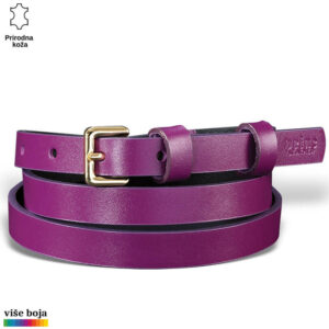 USKI ŽENSKI KOŽNI KAIŠ 218 6 Kožni kaiš u ljubičastoj boji sa zlatnom kopčom