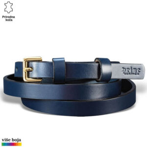 USKI ŽENSKI KOŽNI KAIŠ 218 12 Tamno plavi kožni kaiš sa zlatnom kopčom