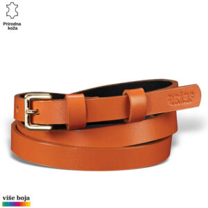 USKI ŽENSKI KOŽNI KAIŠ 218 7 Kožni narandžasti kaiš sa zlatnom kopčom