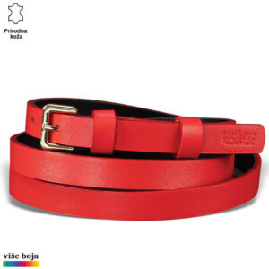 USKI ŽENSKI KOŽNI KAIŠ 218 5 Crveni kožni kaiš sa zlatnom kopčom