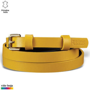 USKI ŽENSKI KOŽNI KAIŠ 218 16 Žuti kožni kaiš sa zlatnom kopčom