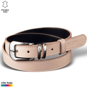 ŽENSKI KOŽNI KAIŠ 227 16 Princ Leather kožni kaiš u bež boji sa sjajnom srebrnom kopčom.