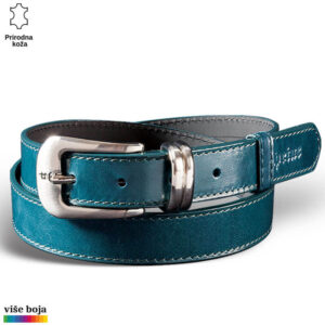 ŽENSKI KOŽNI KAIŠ 227 8 Elegantni plavi kožni kaiš sa sjajnom metalnom kopčom