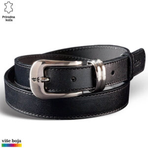 ŽENSKI KOŽNI KAIŠ 227 4 Crni kožni kaiš sa srebrnom kopčom