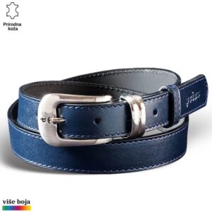 ŽENSKI KOŽNI KAIŠ 227 12 Kožni kaiš tamnoplave boje sa srebrnom kopčom