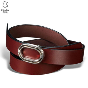 Braon kožni kaiš sa metalnom kopčom