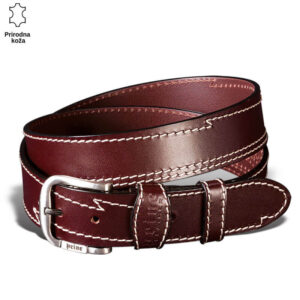 Braon kožni kaiš sa belim šavovima
