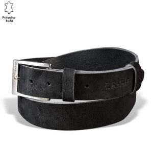 Crni kožni kaiš sa srebrnom kopčom