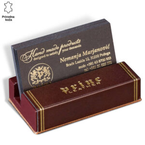 Vizit karta u kožnom držaču sa logotipom Princ Leather.