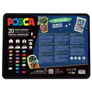 POSCA MARKER SET POP COLOURS 1/20 MIX 3 Posca metalna kutija pop set od pozadi