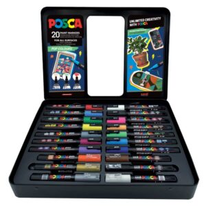 POSCA MARKER SET POP COLOURS 1/20 MIX 2 Pop posca set colours 1/20, otvorena kutija crne boje