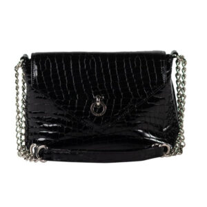 Zenska kozna torba falco 4065 crne boje sa lakiranim sjajem