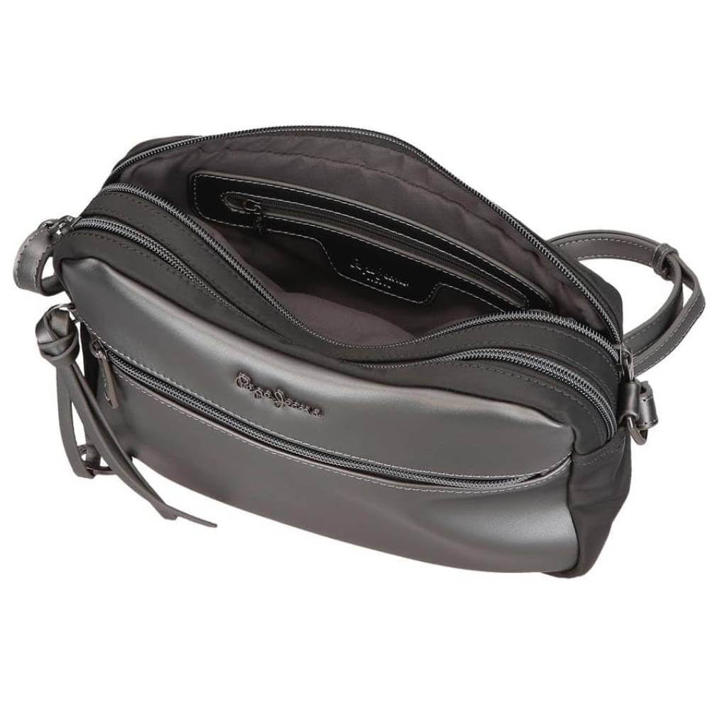 pepe-jeans-torba-7085443-3 Pepe jeans zenska torba na rame sivo crne boje otvorena