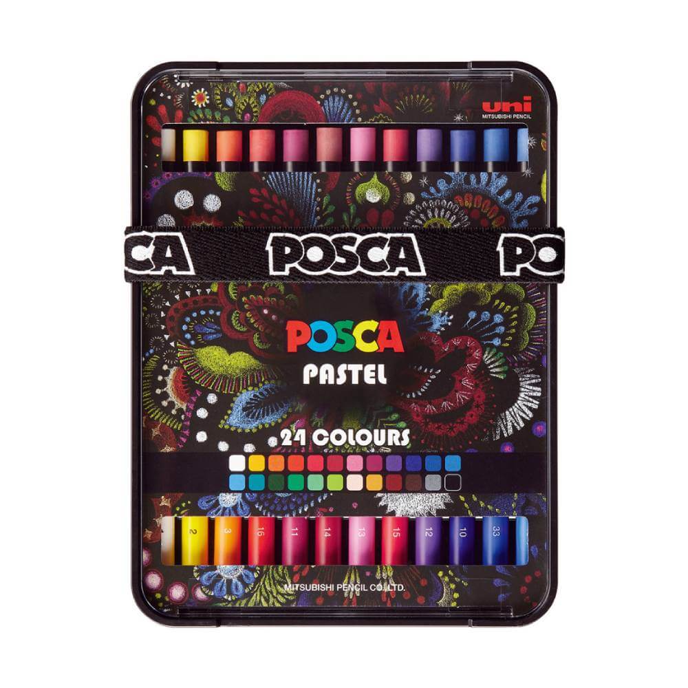 posca-vostane-boje Posca vostane pastel boje, pakovanje u crnoj metalnoj kutiji od 24 komada