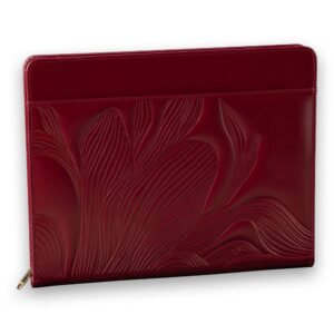 KOŽNA FASCIKLA ŽENSKA FLORAL 2 Kozna fascikla sa blokom, princ leather brenda, u bordo boji