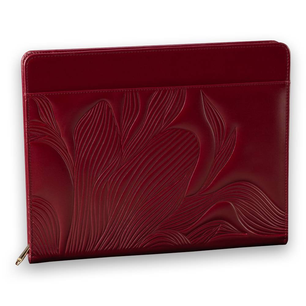 kozna-fascikla-floral-2 Kozna fascikla sa blokom, princ leather brenda, u bordo boji